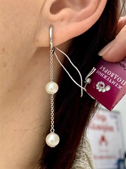 *Серьги Конго Белый Жемчуг д.6,5*7мм арт. 2.0591.2.m-214 Вес 3,86 г - фото 249271 *Серьги Конго Белый Жемчуг д.6,5*7мм арт. 2.0591.2.m-214 Вес 3,86 г - фото 249271