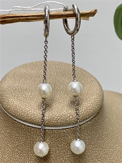 *Серьги Конго Белый Жемчуг д.6,5*7мм арт. 2.0591.2.m-214 Вес 3,86 г - фото 249275 *Серьги Конго Белый Жемчуг д.6,5*7мм арт. 2.0591.2.m-214 Вес 3,86 г - фото 249275