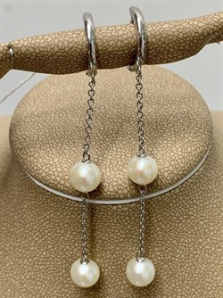 *Серьги Конго Белый Жемчуг д.6,5*7мм арт. 2.0591.2.m-214 Вес 3,86 г - фото 249276 *Серьги Конго Белый Жемчуг д.6,5*7мм арт. 2.0591.2.m-214 Вес 3,86 г - фото 249276