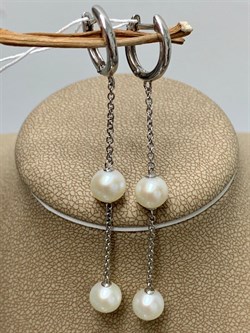 *Серьги Конго Белый Жемчуг д.6,5*7мм арт. 2.0591.2.m-214 Вес 3,86 г - фото 249278 *Серьги Конго Белый Жемчуг д.6,5*7мм арт. 2.0591.2.m-214 Вес 3,86 г - фото 249278