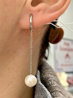 *Серьги Конго Белый Жемчуг д.8*9мм арт. 2.0591.1.m-661 Вес 4,16 г - фото 249459 *Серьги Конго Белый Жемчуг д.8*9мм арт. 2.0591.1.m-661 Вес 4,16 г - фото 249459