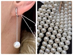 *Серьги Конго Белый Жемчуг д.8*9мм арт. 2.0591.1.m-661 Вес 4,16 г - фото 249465 *Серьги Конго Белый Жемчуг д.8*9мм арт. 2.0591.1.m-661 Вес 4,16 г - фото 249465