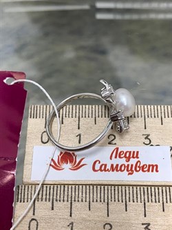 *Кольцо р.18,5 Белый Жемчуг д.8*8,5мм арт. 1.0372.0.b-509 Вес 3,05 г - фото 249584