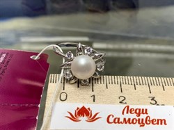 *Кольцо р.18,5 Белый Жемчуг д.8*8,5мм арт. 1.0372.0.b-509 Вес 3,05 г - фото 249585
