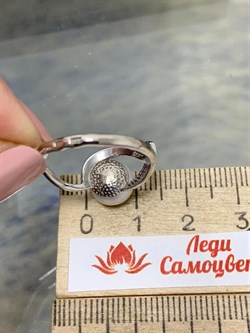 *Кольцо р.18 Белый Жемчуг д.9*9,5мм арт. 1.0351.0.b-603 Вес 2,86 г - фото 249608