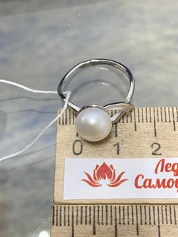 *Кольцо р.18 Белый Жемчуг д.9*9,5мм арт. 1.0351.0.b-603 Вес 2,86 г - фото 249609