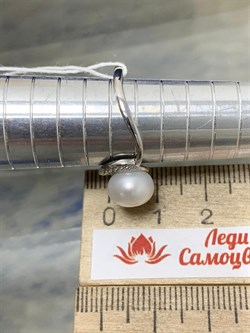 *Кольцо р.18 Белый Жемчуг д.9*9,5мм арт. 1.0351.0.b-603 Вес 2,86 г - фото 249611