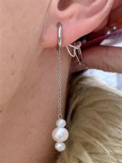 *Серьги Конго Белый Жемчуг д.4*5 д.7*8мм арт. 2.0591.3.m-818 Вес 4,05 г - фото 249638