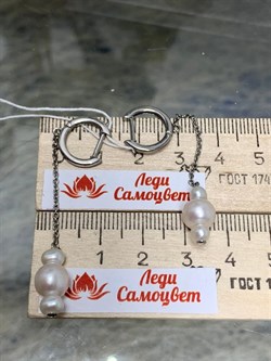 *Серьги Конго Белый Жемчуг д.4*5 д.7*8мм арт. 2.0591.3.m-818 Вес 4,05 г - фото 249639