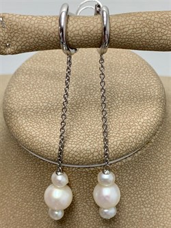 *Серьги Конго Белый Жемчуг д.4*5 д.7*8мм арт. 2.0591.3.m-818 Вес 4,05 г - фото 249642