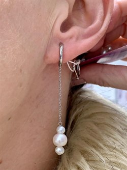 *Серьги Конго Белый Жемчуг д.4*5 д.7*8мм арт. 2.0591.3.m-818 Вес 4,05 г - фото 249643