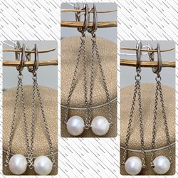 *Серьги Белый Жемчуг д.8*9мм арт. 2.1067.v.m-763 Вес 4,9 г - фото 249867