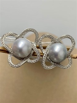 *Серьги Серебристый Жемчуг д.10*10,5мм арт. 2.0354.9.b-176 Вес 7,44 г - фото 250115 *Серьги Серебристый Жемчуг д.10*10,5мм арт. 2.0354.9.b-176 Вес 7,44 г - фото 250115