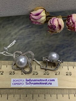 *Серьги Серебристый Жемчуг д.10*10,5мм арт. 2.0354.9.b-176 Вес 7,44 г - фото 250116 *Серьги Серебристый Жемчуг д.10*10,5мм арт. 2.0354.9.b-176 Вес 7,44 г - фото 250116