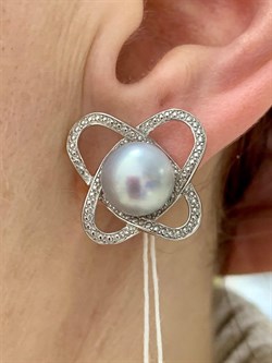 *Серьги Серебристый Жемчуг д.10*10,5мм арт. 2.0354.9.b-176 Вес 7,44 г - фото 250121 *Серьги Серебристый Жемчуг д.10*10,5мм арт. 2.0354.9.b-176 Вес 7,44 г - фото 250121