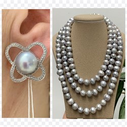 *Серьги Серебристый Жемчуг д.10*10,5мм арт. 2.0354.9.b-176 Вес 7,44 г - фото 250122 *Серьги Серебристый Жемчуг д.10*10,5мм арт. 2.0354.9.b-176 Вес 7,44 г - фото 250122