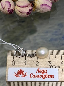 *Кулон Карабин Открывается Белый Жемчуг д.8,5*9мм арт. 3.1112.n.d-550 Вес 1,82 г - фото 250256