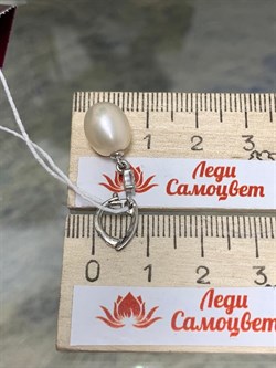 *Кулон Карабин Открывается Белый Жемчуг д.8,5*9мм арт. 3.1112.n.d-550 Вес 1,82 г - фото 250257