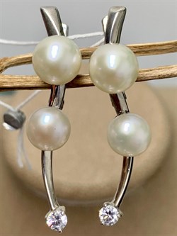 *Серьги Белый Жемчуг д.6,5*7 д.7,5*8мм арт. 2.0416.0.b-453 Вес 5,67 г - фото 250417 *Серьги Белый Жемчуг д.6,5*7 д.7,5*8мм арт. 2.0416.0.b-453 Вес 5,67 г - фото 250417