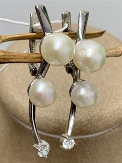 *Серьги Белый Жемчуг д.6,5*7 д.7,5*8мм арт. 2.0416.0.b-453 Вес 5,67 г - фото 250418 *Серьги Белый Жемчуг д.6,5*7 д.7,5*8мм арт. 2.0416.0.b-453 Вес 5,67 г - фото 250418