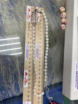 *Ожерелье Перо р.45 д.7*8 д.11,5*12 Белый Жемчуг арт. 9.0232.0.c-668 Вес 37,75 г - фото 250516