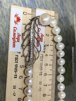 *Ожерелье Перо р.45 д.7*8 д.11,5*12 Белый Жемчуг арт. 9.0232.0.c-668 Вес 37,75 г - фото 250517