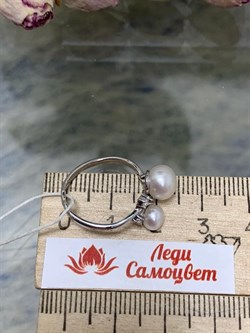 *Кольцо р.17 Белый Жемчуг д.5*5,5 д.7,5*8мм арт. 1.0383.0.b-526 Вес 2,1 г - фото 250548