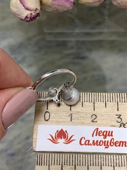 *Кольцо р.17 Белый Жемчуг д.5*5,5 д.7,5*8мм арт. 1.0383.0.b-526 Вес 2,1 г - фото 250550