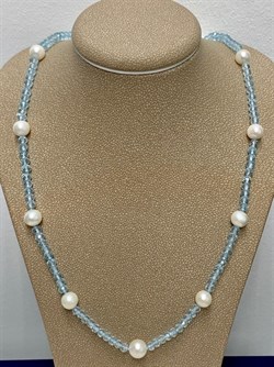 *Ожерелье р.45 д.7*7,5 д.3*4 Белый Жемчуг Голубой Топаз арт. 810700870289.045-967 - фото 250998 *Ожерелье р.45 д.7*7,5 д.3*4 Белый Жемчуг Голубой Топаз арт. 810700870289.045-967 - фото 250998