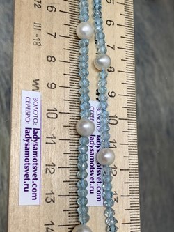 *Ожерелье р.45 д.7*7,5 д.3*4 Белый Жемчуг Голубой Топаз арт. 810700870289.045-967 - фото 251001 *Ожерелье р.45 д.7*7,5 д.3*4 Белый Жемчуг Голубой Топаз арт. 810700870289.045-967 - фото 251001