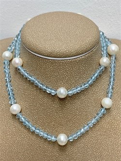 *Ожерелье р.45 д.7*7,5 д.3*4 Белый Жемчуг Голубой Топаз арт. 810700870289.045-967 - фото 251004 *Ожерелье р.45 д.7*7,5 д.3*4 Белый Жемчуг Голубой Топаз арт. 810700870289.045-967 - фото 251004
