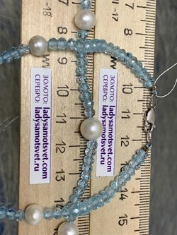 *Ожерелье р.50 д.7*7,5 д.3*4 Белый Жемчуг Голубой Топаз арт. 810700870289.050-981 - фото 251018 *Ожерелье р.50 д.7*7,5 д.3*4 Белый Жемчуг Голубой Топаз арт. 810700870289.050-981 - фото 251018