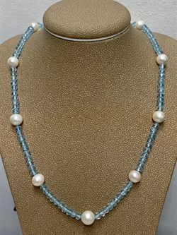 *Ожерелье р.50 д.7*7,5 д.3*4 Белый Жемчуг Голубой Топаз арт. 810700870289.050-981 - фото 251019 *Ожерелье р.50 д.7*7,5 д.3*4 Белый Жемчуг Голубой Топаз арт. 810700870289.050-981 - фото 251019