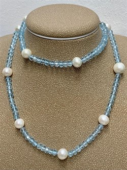 *Ожерелье р.50 д.7*7,5 д.3*4 Белый Жемчуг Голубой Топаз арт. 810700870289.050-981 - фото 251020 *Ожерелье р.50 д.7*7,5 д.3*4 Белый Жемчуг Голубой Топаз арт. 810700870289.050-981 - фото 251020