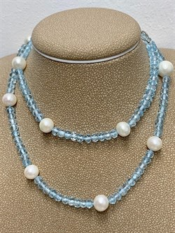 *Ожерелье р.50 д.7*7,5 д.3*4 Белый Жемчуг Голубой Топаз арт. 810700870289.050-981 - фото 251021 *Ожерелье р.50 д.7*7,5 д.3*4 Белый Жемчуг Голубой Топаз арт. 810700870289.050-981 - фото 251021