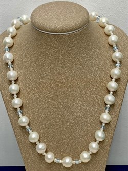 *Ожерелье р.45 д.10*10,5 Белый Жемчуг Голубой Топаз арт. 811000480291.045-049 - фото 251033 *Ожерелье р.45 д.10*10,5 Белый Жемчуг Голубой Топаз арт. 811000480291.045-049 - фото 251033