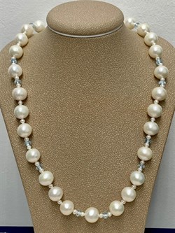 *Ожерелье р.45 д.10*10,5 Белый Жемчуг Голубой Топаз арт. 811000480291.045-049 - фото 251040 *Ожерелье р.45 д.10*10,5 Белый Жемчуг Голубой Топаз арт. 811000480291.045-049 - фото 251040