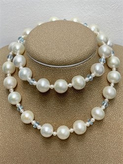 *Ожерелье р.45 д.10*10,5 Белый Жемчуг Голубой Топаз арт. 811000480291.045-049 - фото 251041 *Ожерелье р.45 д.10*10,5 Белый Жемчуг Голубой Топаз арт. 811000480291.045-049 - фото 251041