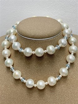 *Ожерелье р.45 д.10*10,5 Белый Жемчуг Голубой Топаз арт. 811000480291.045-049 - фото 251042 *Ожерелье р.45 д.10*10,5 Белый Жемчуг Голубой Топаз арт. 811000480291.045-049 - фото 251042