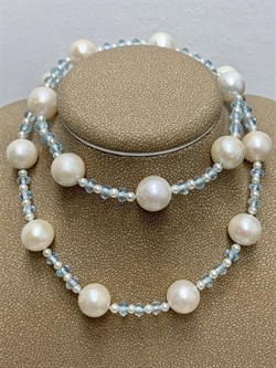 *Ожерелье р.50 д.10*10,5 Белый Жемчуг Голубой Топаз арт. 811000480279.045-798 - фото 251053 *Ожерелье р.50 д.10*10,5 Белый Жемчуг Голубой Топаз арт. 811000480279.045-798 - фото 251053