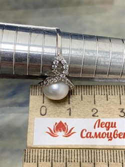 *Кольцо р.17,5 Белый Жемчуг д.9,5*10мм арт. 1.0818.0.b-268 Вес 3,45 г - фото 251101