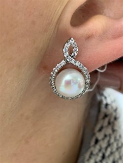 *Серьги Белый Жемчуг д.9,5*10 арт. 2.0818.0.b-097 Вес 6,17 г - фото 251110