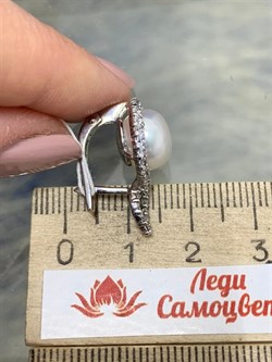 *Серьги Белый Жемчуг д.9,5*10 арт. 2.0818.0.b-097 Вес 6,17 г - фото 251111