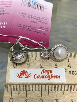 *Серьги Белый Жемчуг д.9,5*10 арт. 2.0818.0.b-097 Вес 6,17 г - фото 251112