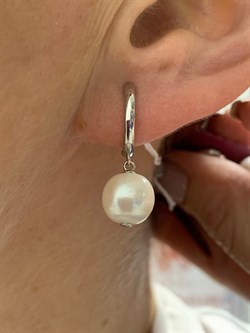 *Серьги Конго Белый Жемчуг д.8*9мм арт. 2.0591.a.m-886 Вес 4,02 г - фото 251119