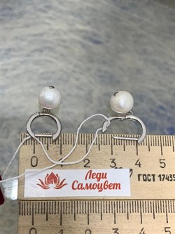 *Серьги Конго Белый Жемчуг д.8*9мм арт. 2.0591.a.m-886 Вес 4,02 г - фото 251120