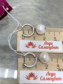 *Серьги Конго Белый Жемчуг д.8*9мм арт. 2.0591.a.m-886 Вес 4,02 г - фото 251121