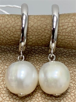 *Серьги Конго Белый Жемчуг д.8*9мм арт. 2.0591.a.m-886 Вес 4,02 г - фото 251126