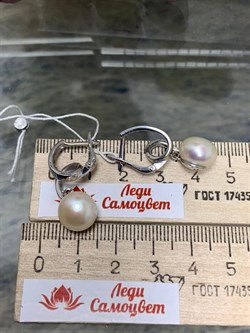 *Серьги Белый Жемчуг д.10,5*11мм арт. 2.0302.0.b-432 Вес 6,44 г - фото 251382