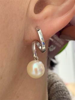 *Серьги Белый Жемчуг д.10,5*11мм арт. 2.0302.0.b-432 Вес 6,44 г - фото 251383